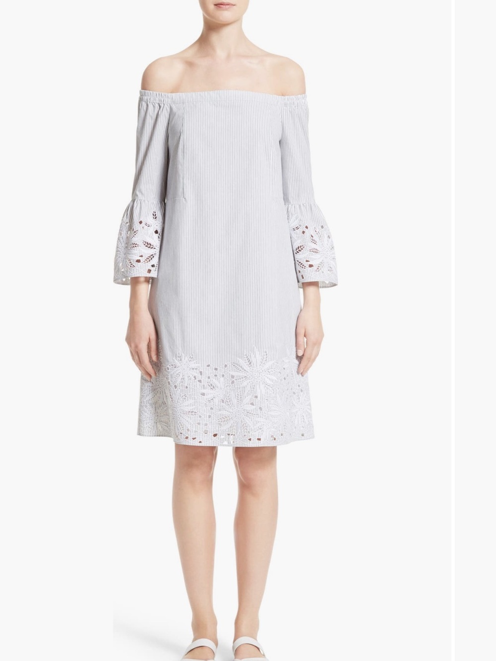 Lafayette 148 New York Palmira Stripe Off the Shoulder Dress